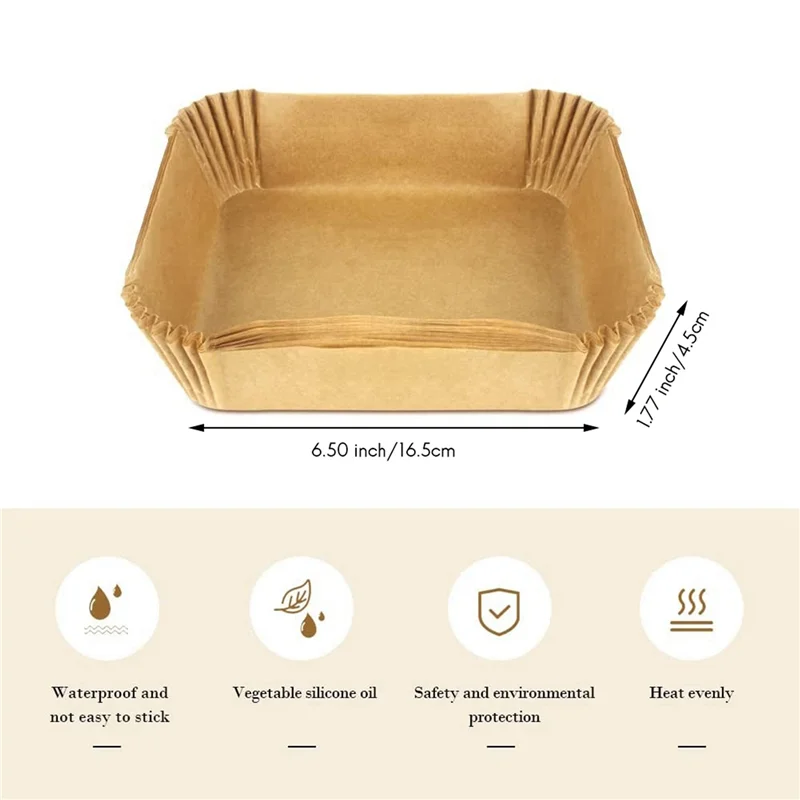 200 шт. бумажный вкладыш для фритюрницы, антипригарные одноразовые вкладыши для фритюрницы, квадратная бумага, пергаментная бумага для ПРОДАЖИ выпечки