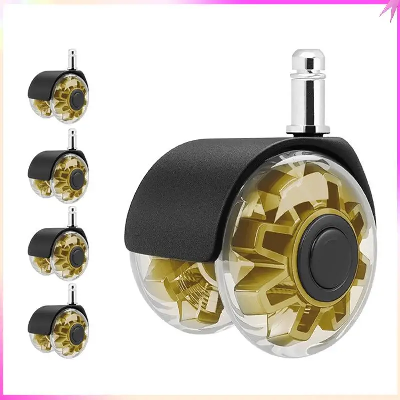 

B68C Replacement Office Chair Wheels 5-Pack 2 Inch Heavy Duty Caster Poles M10 Quick Silent Rolling Casters