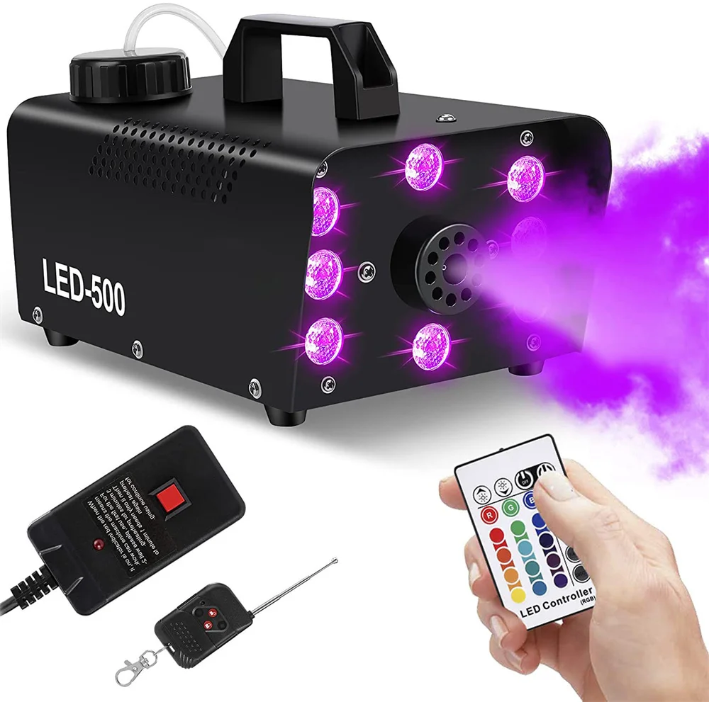 

Disco Kleurrijke Rookmachine 500W Led Remote Fogger Ejector Dj Kerst Wedding Party Stage Licht Effecten Fog Machine