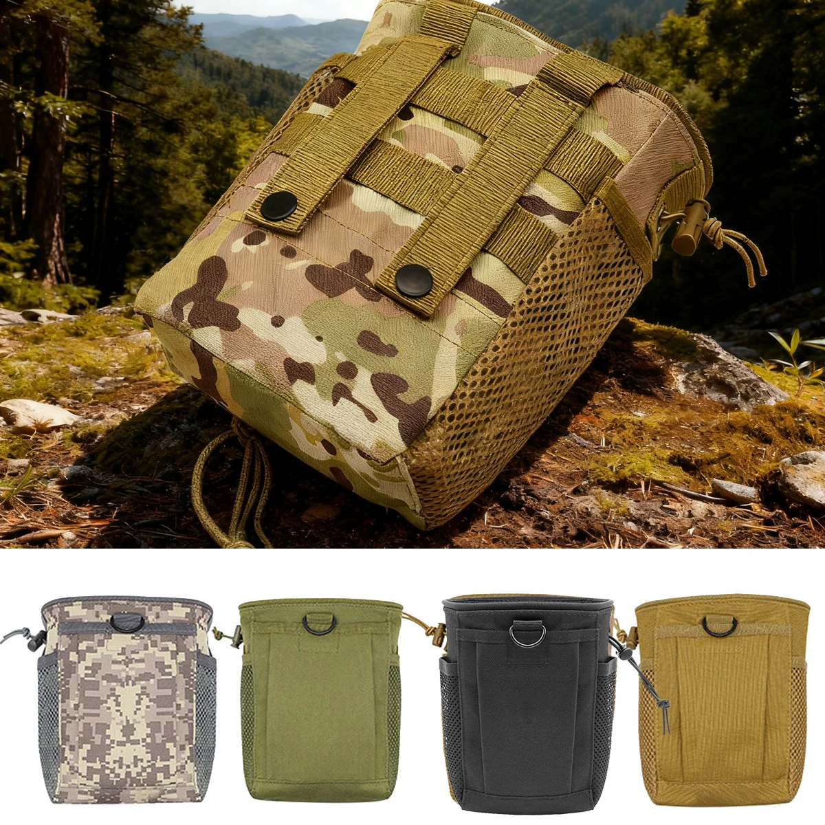 Taktische Molle Magazine Dump Pouch mit Kordelzug-Design und verstellbarem Utility-Gürtel für die Aufbewahrung von Munition im Freien und Wandern