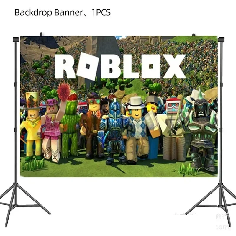 Roblox Game Theme Party Decorations for Boys Banner Cake Kids Birthday Party Tableware Decoration Backgrounds Party Supplies