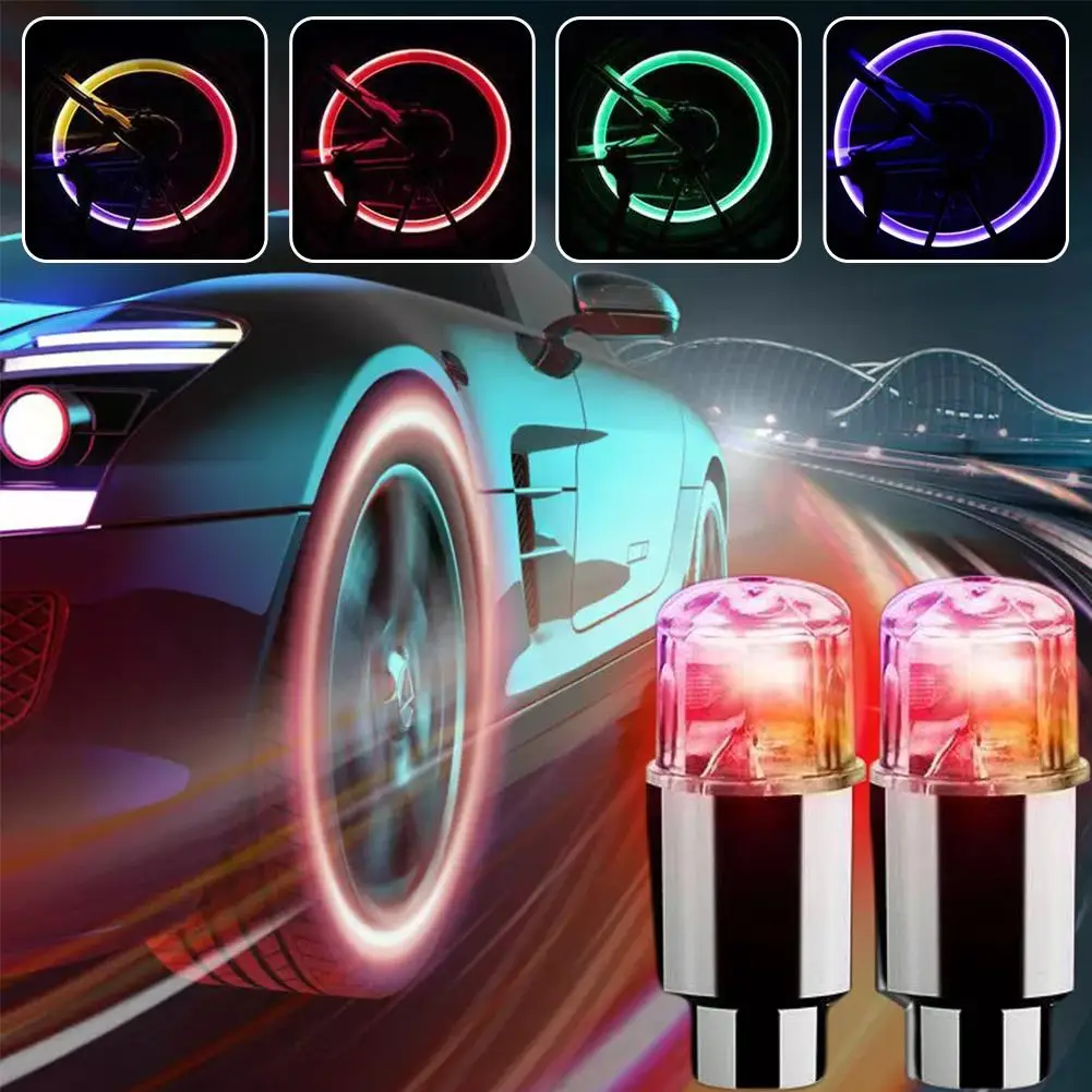 Car Hub Ambient Light Bicycle LED Tire Lights Universal Car Neon Lamp Valve Cover Lights Tire Colorful Flashing Bulb Decoration