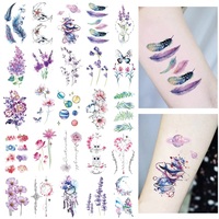 25 Sheets Ankle Flora Cherry Lavender Flash Fake Waterproof Tattoos Temporary Women Arm Chest Tattoo Stickers Body Art Tatoos