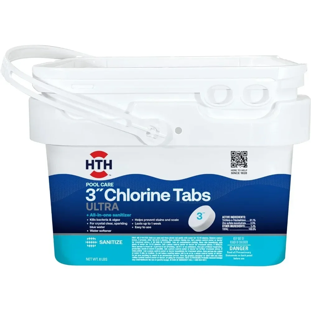 

Swimming Pool Care 3" Chlorine Tabs Ultra, Swimming Pool Chlorinating Sanitizer, 8lb