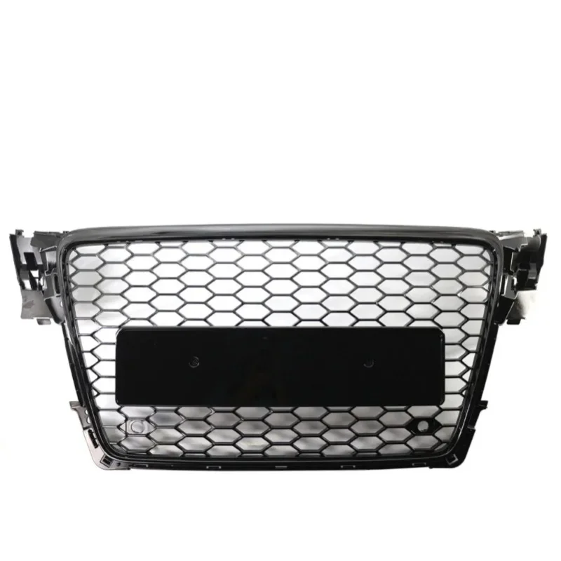 Dla Audi A4 B8 8T S4 2008 2009 2010 2011 2012 Grill przedni w stylu RS4, kratka w kształcie plastra miodu, błyszczący czarny, sportowy grill. — 2