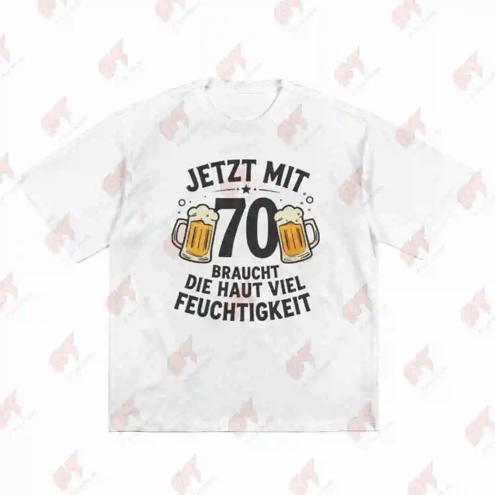 70th Birthday German Beer Theme Mug Short Sleeve Tee 100% Cotton T-Shirt