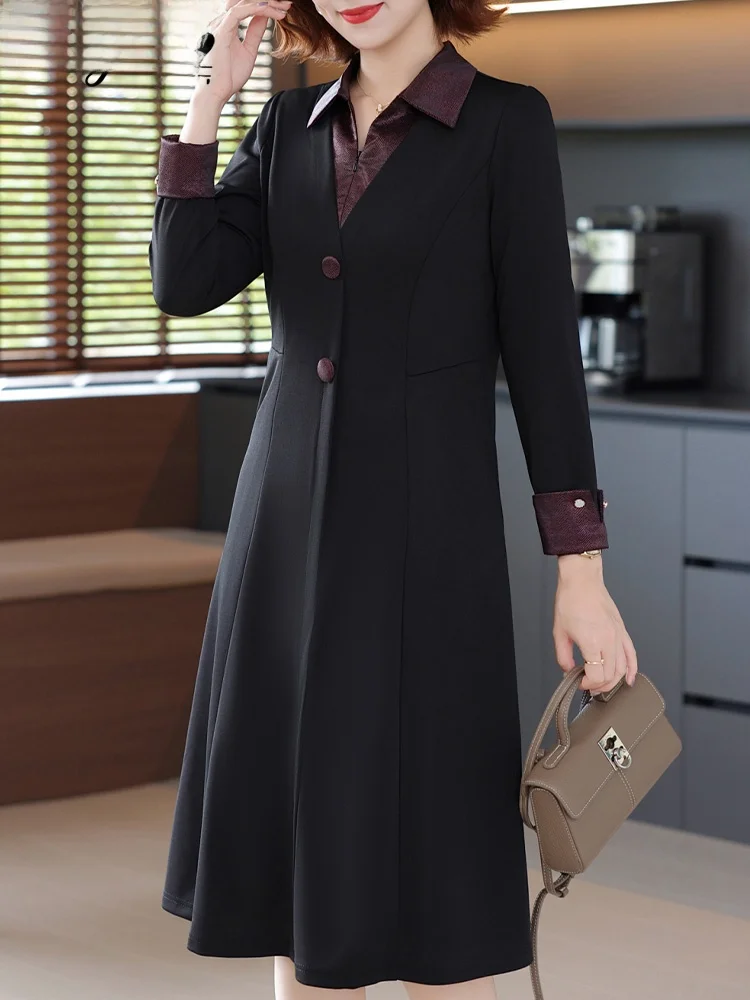 

Женская модная юбка миди свободного кроя из полиэстера для офиса, осенняя коллекция, бренд Ele Midlife Mom, элегантная, цельная модель