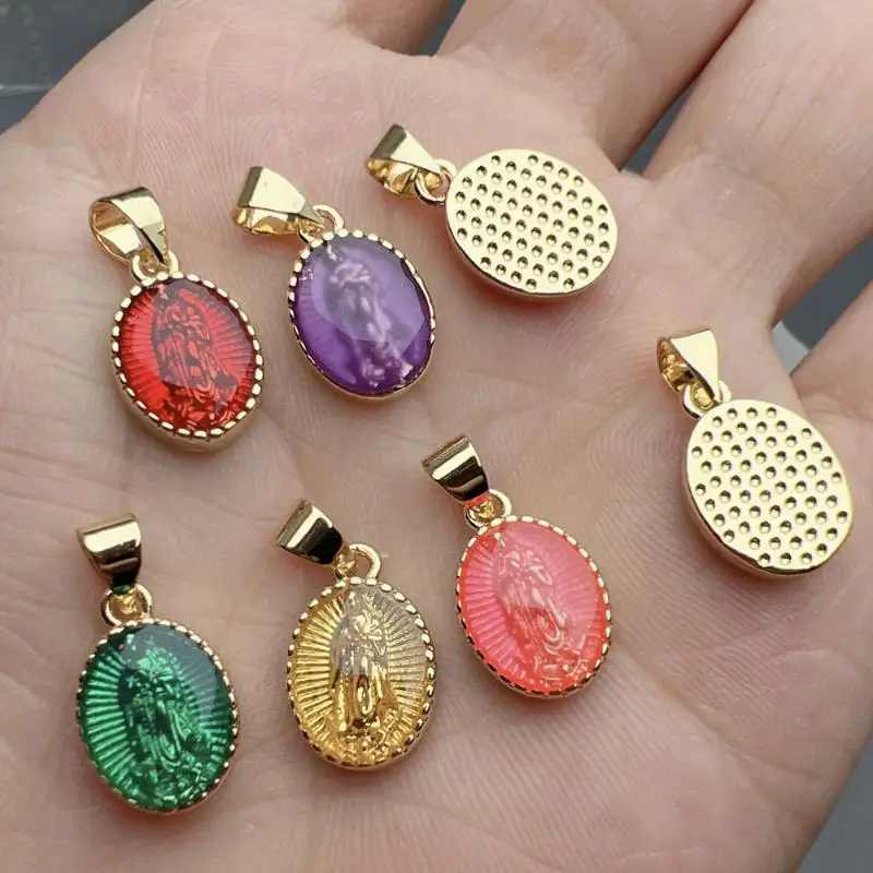 9.5*19mm Mary Pendant Gold Plated Drip Oil Enamel Handmade Pendant DIY Jewelry Accessories
