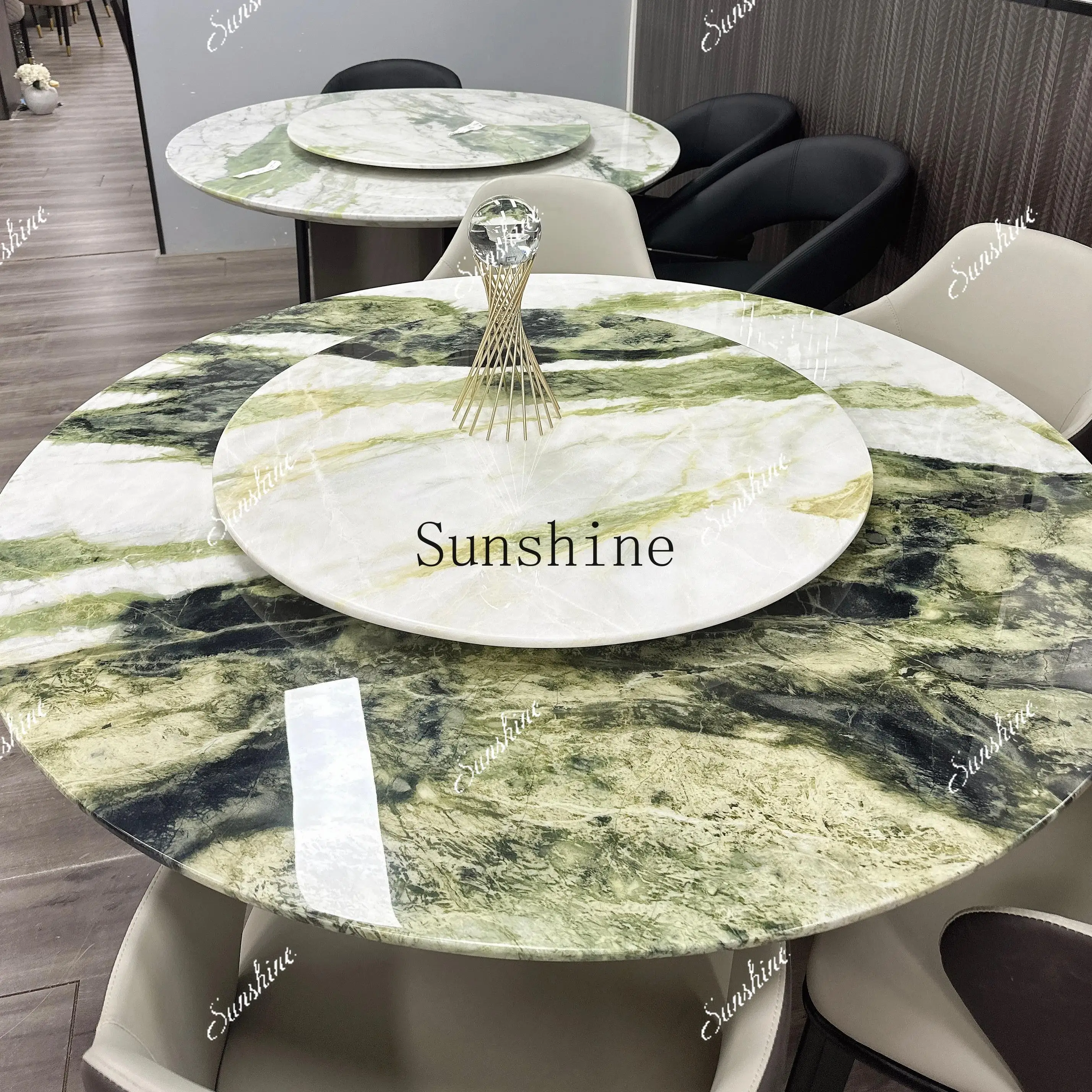 

Italian high-end mansion natural marble villa round dining table FT