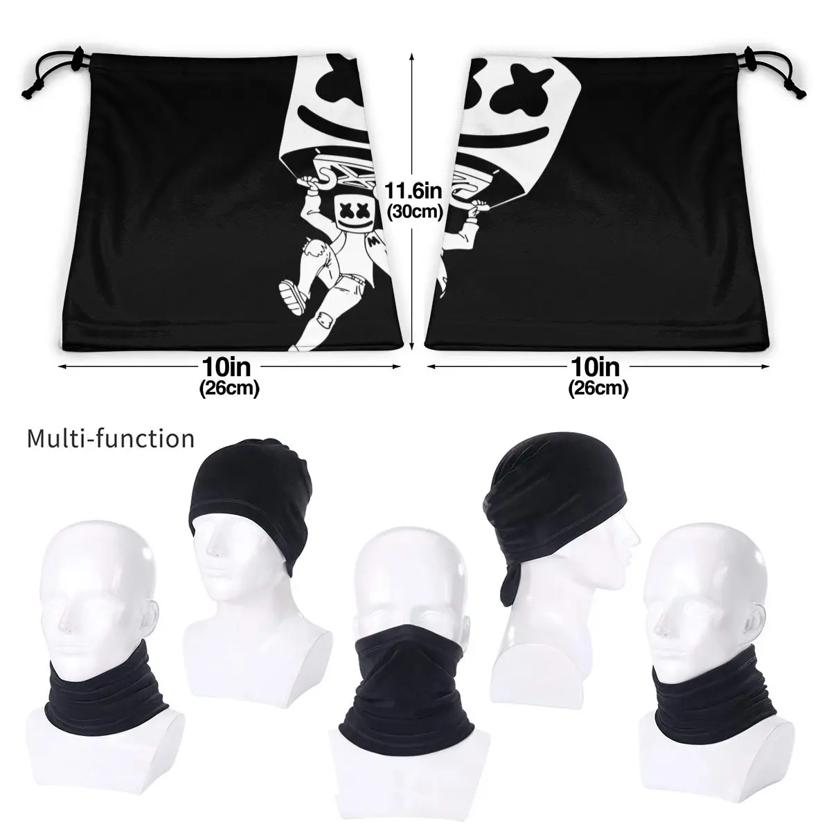 Marshmallow Dancing Dj Music Love Microfiber Neck Gaiter Bandana Scarf Hiking Headwear Summer Fishing