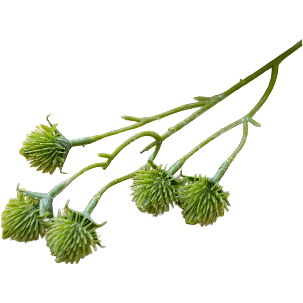 5 Piece Green Artificial Spiky Ball Flowers for Wedding Aisle Decor Home Living Room Office Desk Greenery and Event Backdrop Use