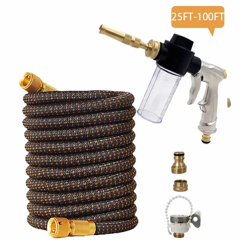 

Expandable Garden Water Pipe with Multifunctional High-Pressure Nozzle Gun - For Garden/Farm Irrigation & Car Washing