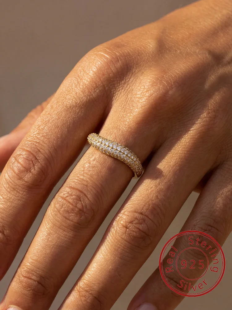 

925 Sterling Silver Wave Shape Zircon Ring For Women Daily Wear Outfit Anniversary Engagement Party High Quality Fine Jewelry