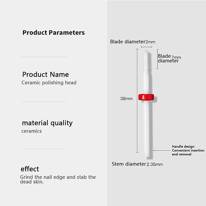 رأس طحن أظافر سيراميك أبيض ، أداة مانيكير كهربائية ، ساندر بشرة ، لقمة ثقب ، ملحقات تلميع
