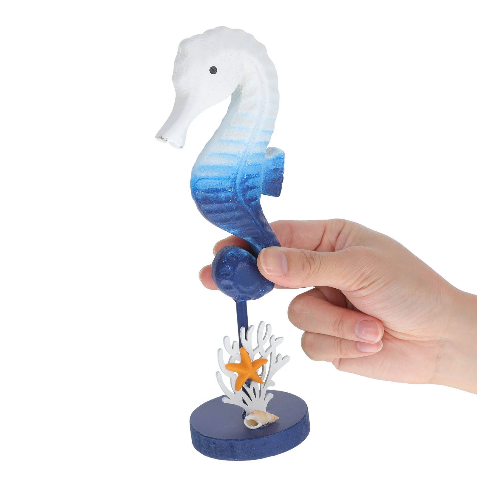 

Nautical Animal Decor Marine Seahorse Wood Handiwork Ornament Sea Star Coral Element Beach Mediterranean Coastal Decor