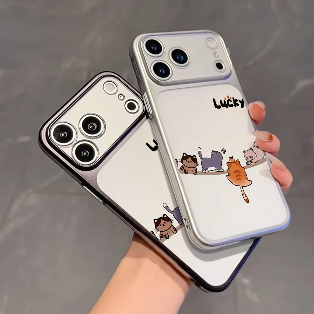 Einfache Kitten Panda Luxus Stoßfeste Hülle für iPhone 15 Pro Max Hüllen iPhone 11 12 13 14 16 17 Pro Max Lucky TPU Plating Coque – Detail 3