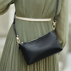 ZOOLER Female Genuine Leather Shoulder Bags Winter Black Color Crossbody Functional Black Mobile Phone Bag Purse Small #z189