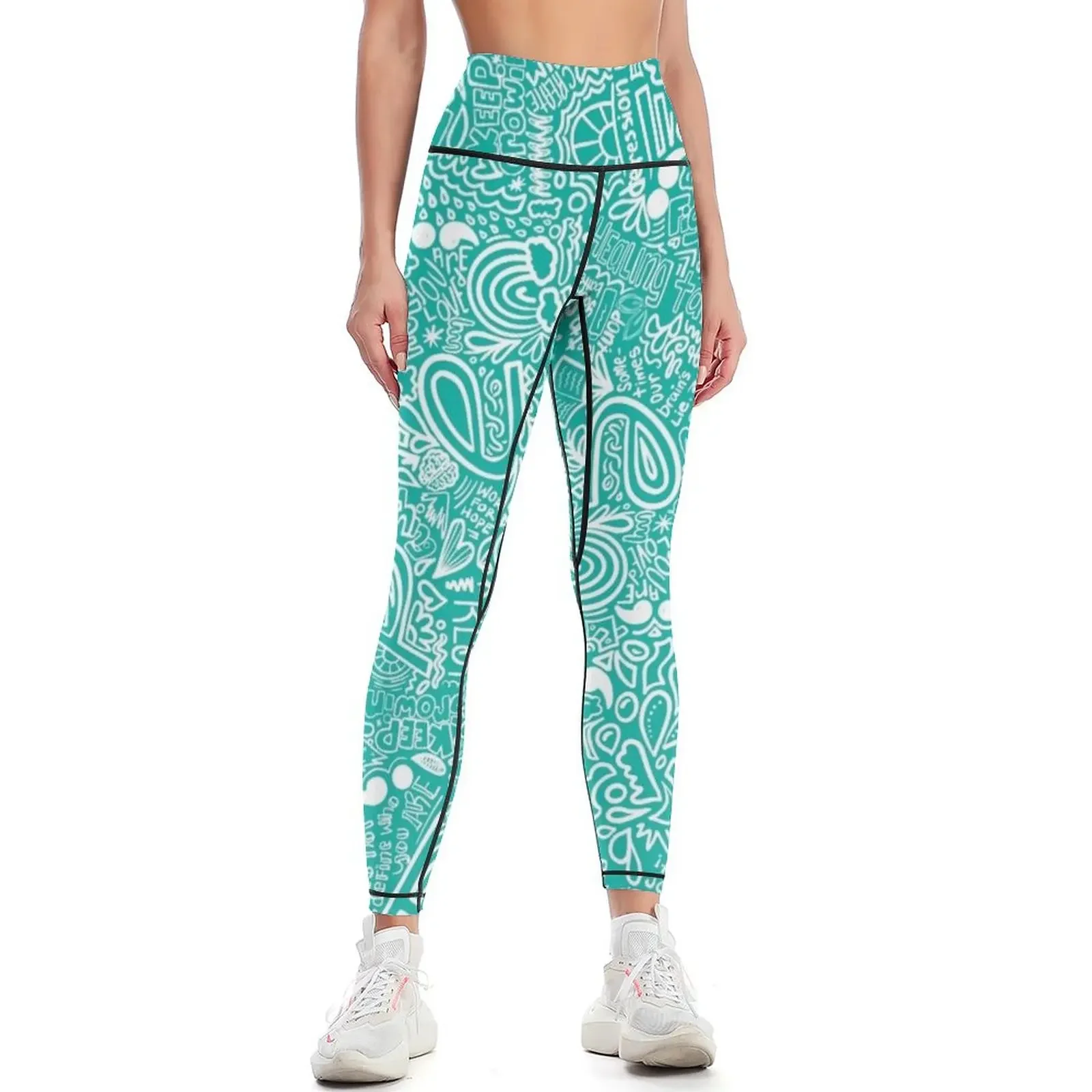 

Keep Growing On Pastel Teal Leggings leggins push up woman joggers for Women's sports sporty woman push up Womens Leggings