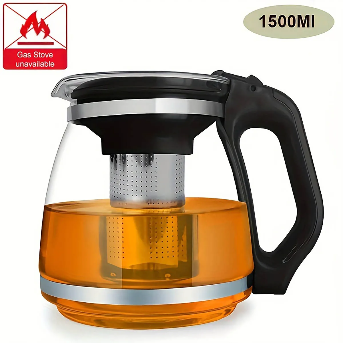 1pc High-Temperature Resistant Glass Teapot Large Capacity With Infuser  Tea Maker Heatproof Loose Leaf Tea Pot Convenient Use