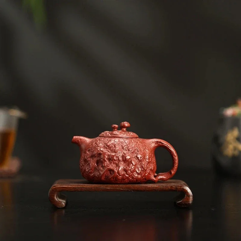 Yixing Purple Clay Pot Handmade Raw Ore Dahongpao Ganoderma Lucidum for Spring Pot Household Teapot Gift Tool Kungfu Tea Set