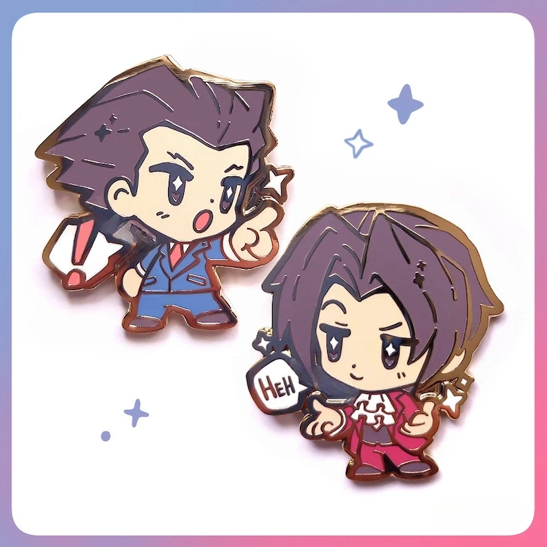 PW:AA Enamel Pins | Wright and Edgeworth