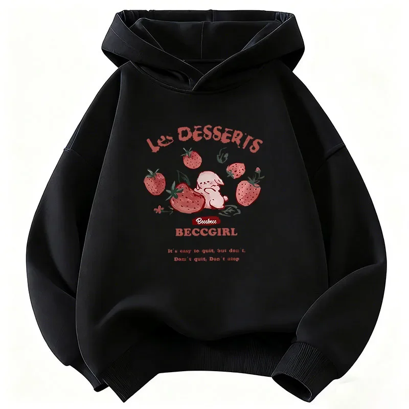 This new autumn/winter children's trendy hoodie features a cute strawberry pattern and exudes a retro 90s vibe.