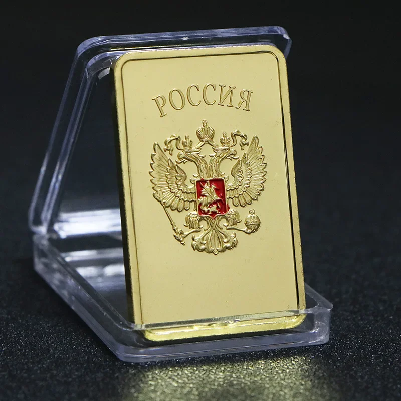 1PCS Gold Bullion Bar USSR National Emblem Gold Bar Soviet Commemorative Souvenir Coin Metal Decoration Gifts