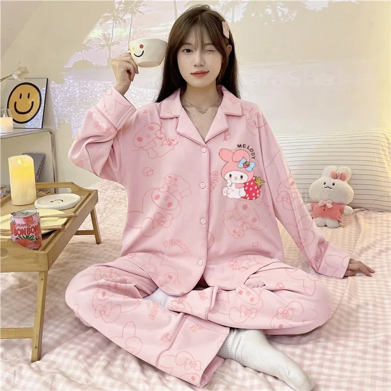 Sanrio Hello Kitty autumn new women\'s pajamas long-sleeved cotton suit cartoon cute Kulomi loungewear