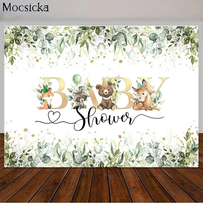 Jungle Safari Backdrop For Baby Shower Party Decor Banner Green Leaves Koala Fox Cake Table Photography Background Photo Props