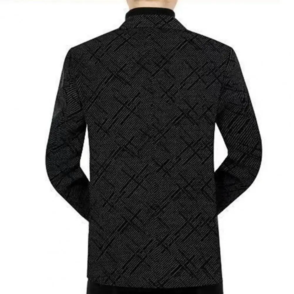 

Men Suit Jacket Solid Color Jacket Thick Warm Cardigan Men's Jacket with Turn-down Collar Single-breasted Design Plus for Casual