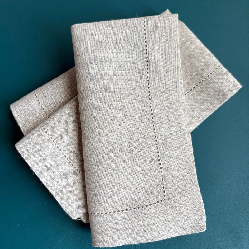 12 Pieces Cotton Cloth Dinner Napkin White with Hemstitched Mitered Corners for Wedding Dinner Parties and Table Decorations