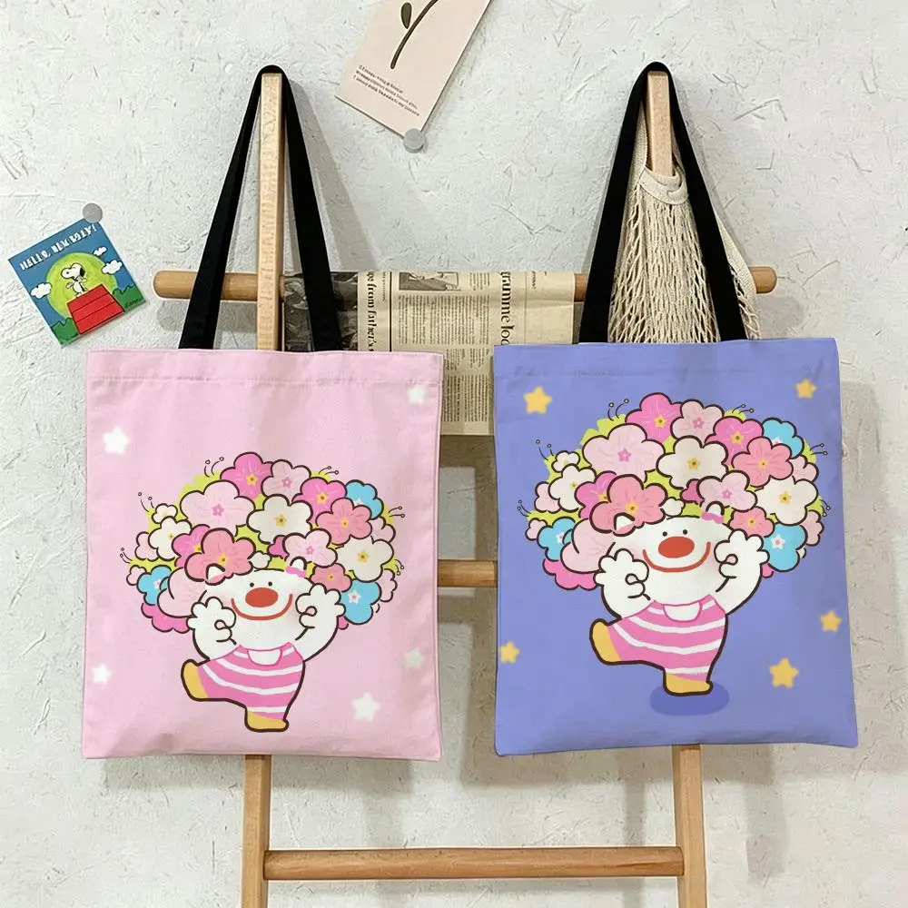Cartoon Character Afro Little White Bear Storage Bags are suitable for school, shopping, travel, work, and grocery shopping