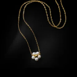 316L Stainless Steel Handmade Pearl Flower Pendant Necklace Women's elegant Daisy wedding Bridesmaid Jewelry accessories