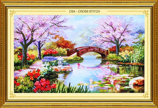 

100cm Needlework Ribbon Cross stitch Set for Embroidery kit,Garden Cherry Tree Love Ribbon Cross-Stitch Handwork Wedding Gift