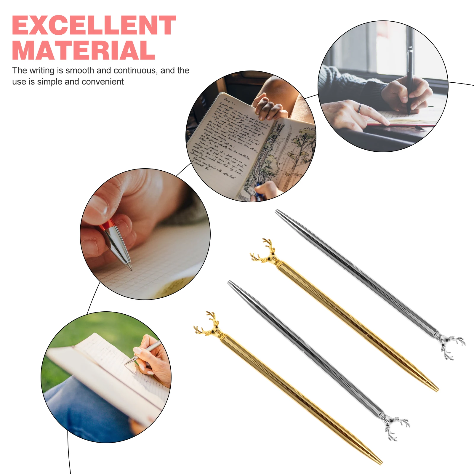 

4 Pcs Ballpoint Pen Creative Novelty Writing Ink Pens Students Ball-point Metal Liquid