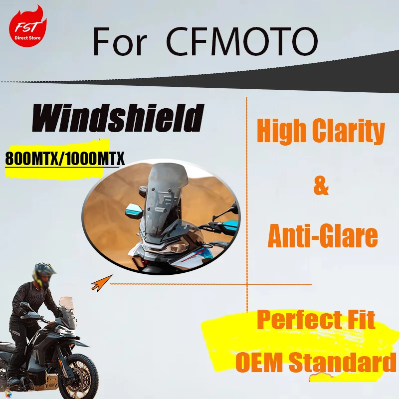 

Full Protection Heightened Windshield for CFMOTO 800MT‑X 1000MT‑X, Upgrade Wind & Rain Shield