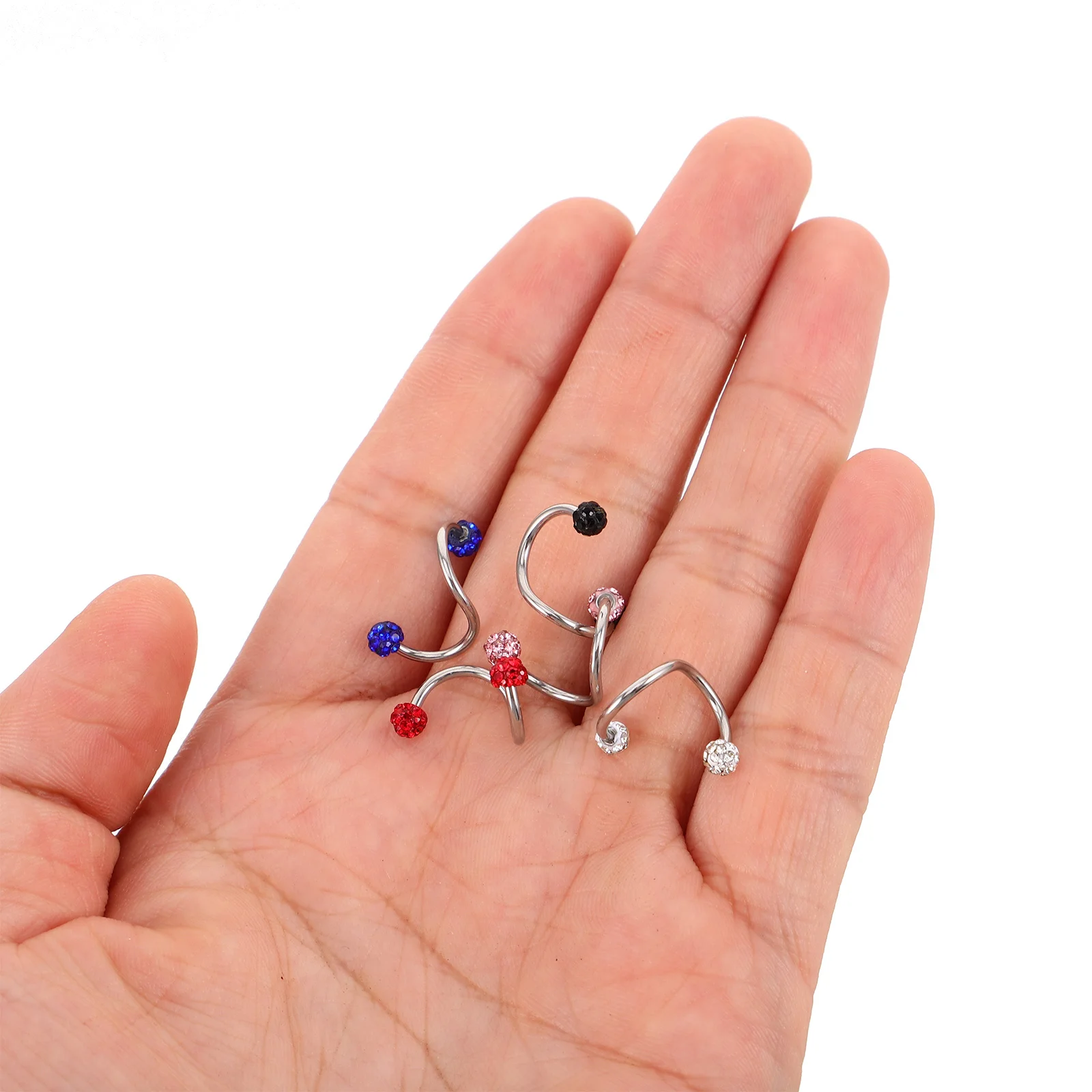 

5Pcs Stylish Polymer Clay Ball Earrings Unique Rhinestones Trendy Individual Style Longlasting Shine Versatile Use Gift Idea