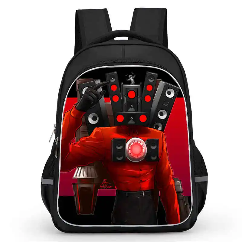 Skibidi-mochila escolar de gran capacidad para niños y adolescentes, morral escolar con cámara de Titans, bolsillos con doble cremallera