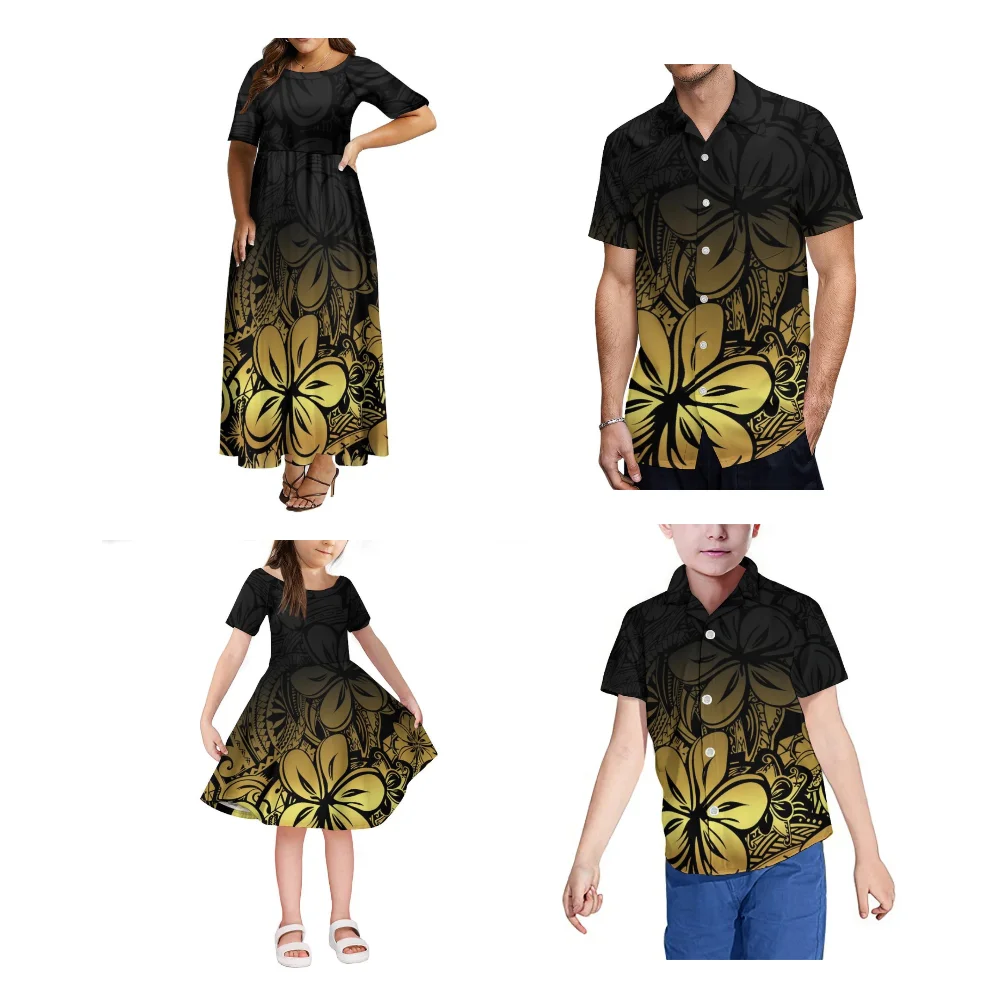 Pacific Island Clothing Custom Summer Family Clothing Polynesian Fashion Women'S Temperament Pompous Dress Casual Shirt