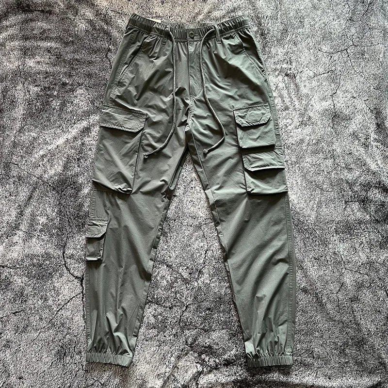 

Ultra-Thin Ultra-Light Elastic Breathable Cool Qui-Dry Air Conditioning Pants Men's Summer Multi-ket Sports Loose Fit Ca...