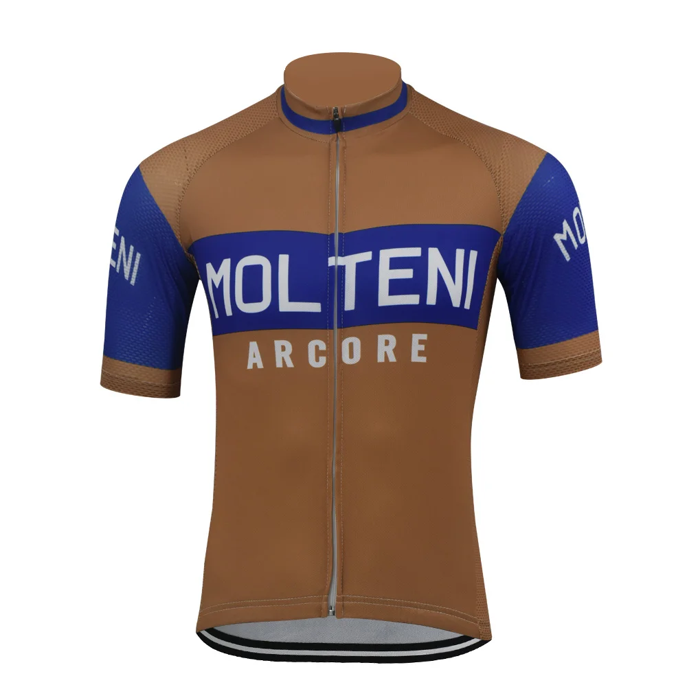 Molteni Retro Cycling  Jersey Summer Short Sleeve Clothing Full-zipper