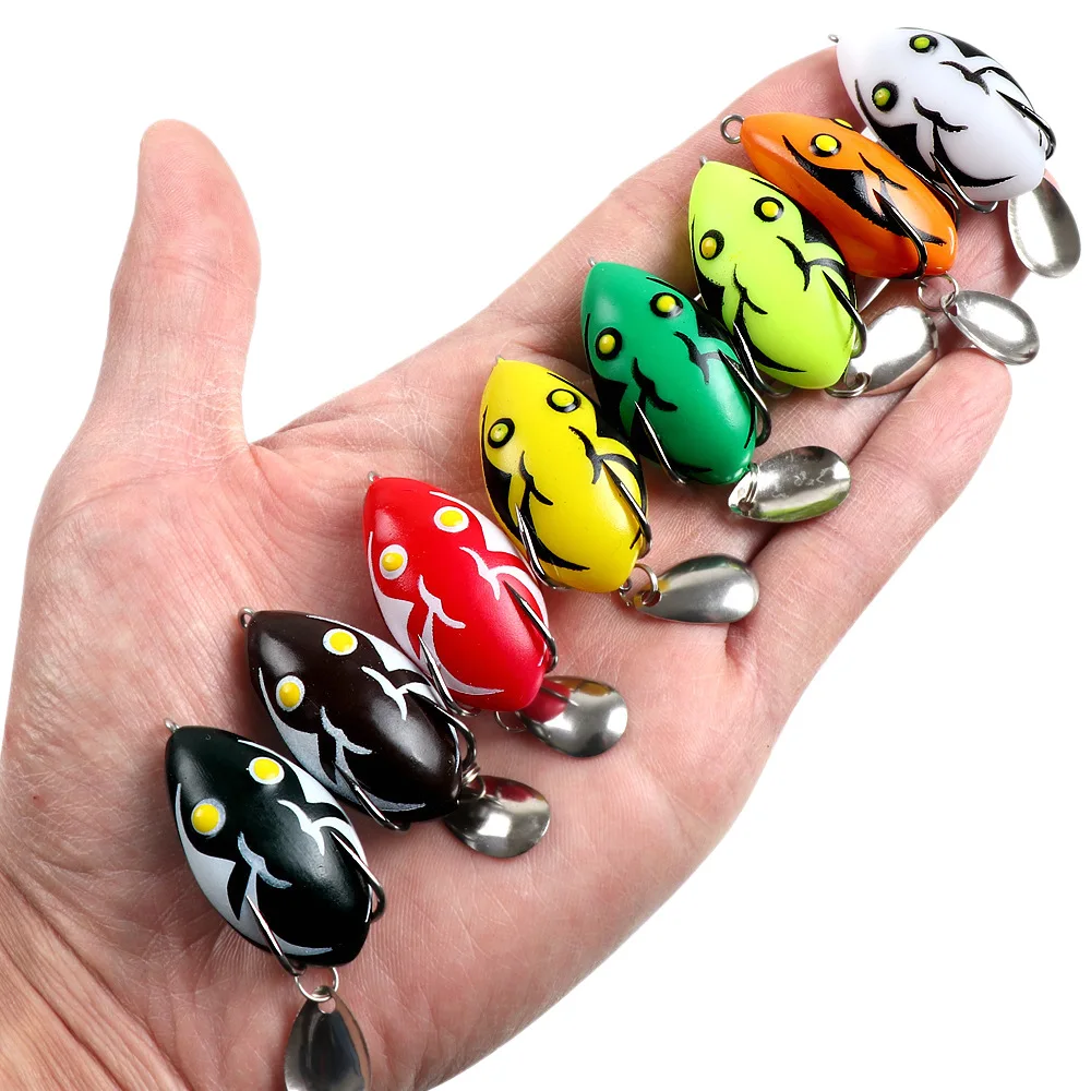 5-teiliges Set in Box, schwimmende Mini-Spinnerbait-Froschköder im Thai-Stil, 4 cm/5 g, praktisches Angelköder-Zubehör, Angelköder