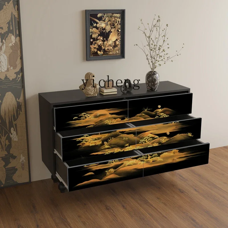 GZ-28  Solid Wood Six-Drawer Cabinet for Bedroom and Living Room, Wall-Mounted Chest of Drawers