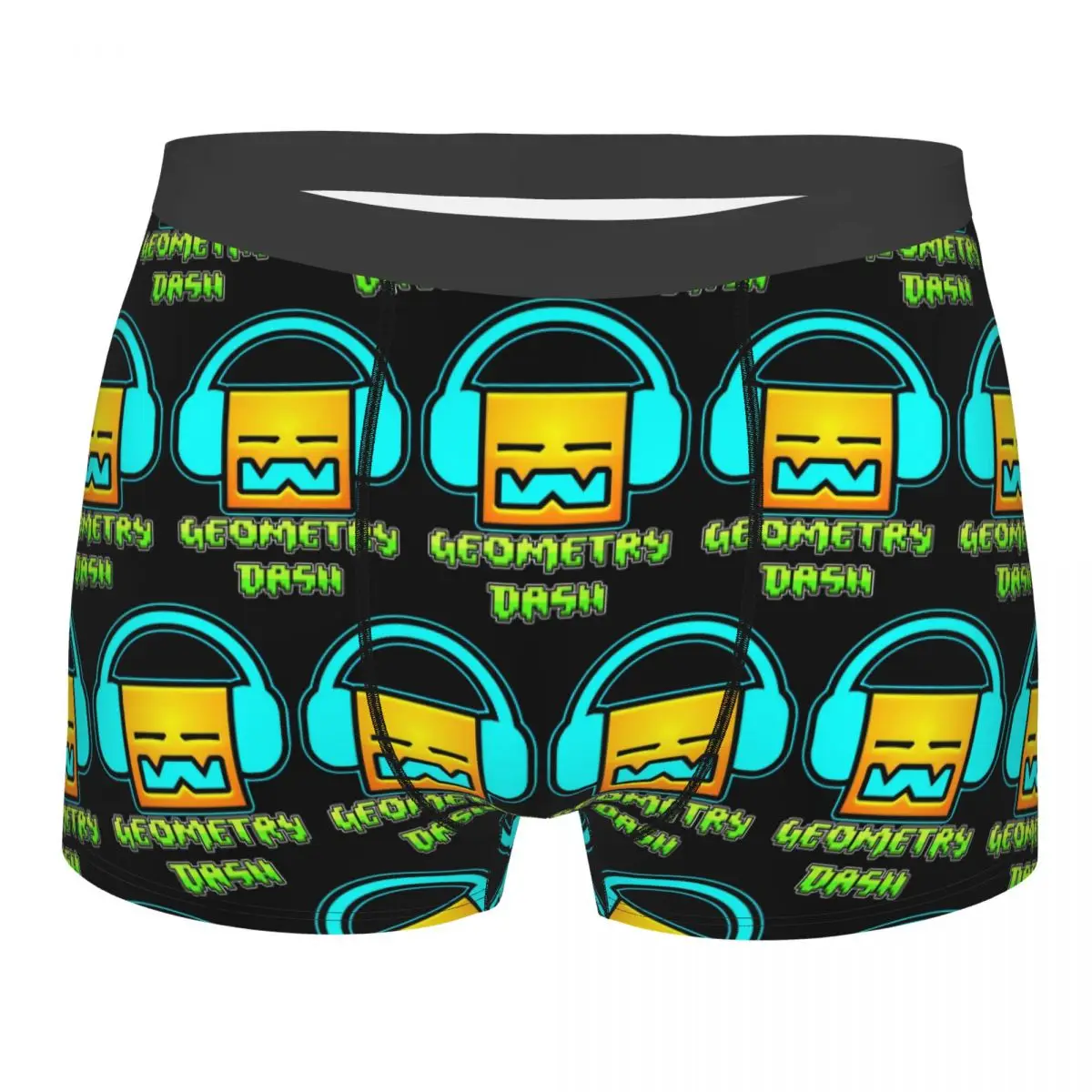 Boxer Underpants Shorts Geometry Dash Game Music Cute Geometric Panties Male Breathable Underwear for Homme Man Boyfriend Gift