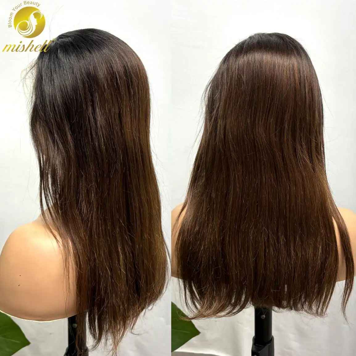 

13x4 Transparent Lace Frontal 4# Chocolate Brown Straight Human Hair Wigs 250% Density 18inch Brazilian Remy Hair Wigs for Women