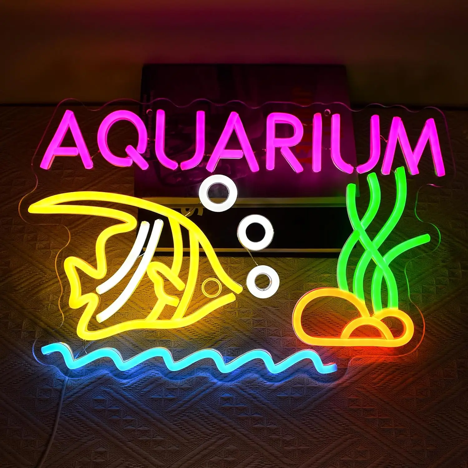 Aquarium Neon Sign Christmas Decor LED Neon Light Tropical Fish Seaweed Wall Art For Fish Tank Shop Bedroom Gift USB Neon Lamp