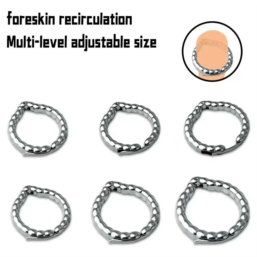 Metall Cock Ring Keuschheit Penis Ring Vorhaut Korrektur Bondage Penis Übung Ejakulation Verzögerung Lock Ringe Sex Spielzeug Für Männer