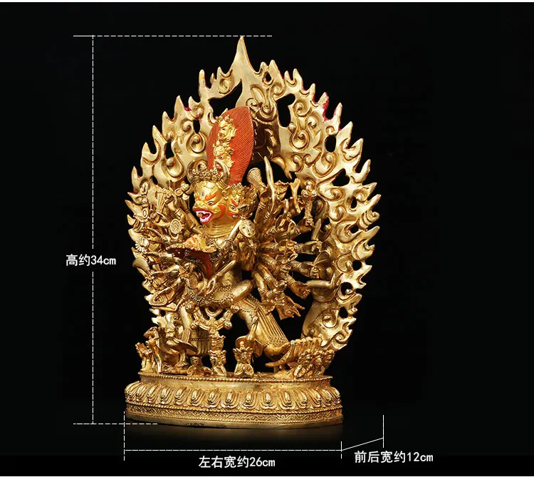 HOT SALE  Buddha # HOME Talisman efficacious # Tibetan Buddhism Yamantaka the Buddha Gilding copper statue 34CM