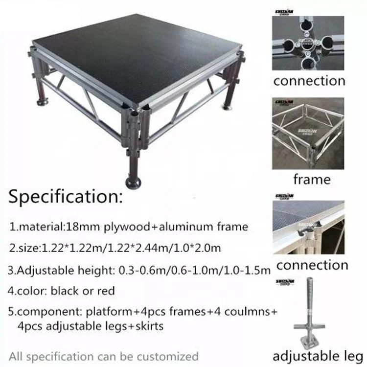 【Durable Using】Portable Foldable Aluminum Alloy Modular Stage Deck Adjustable Performance Stage For Venue Customizable Truss Dis