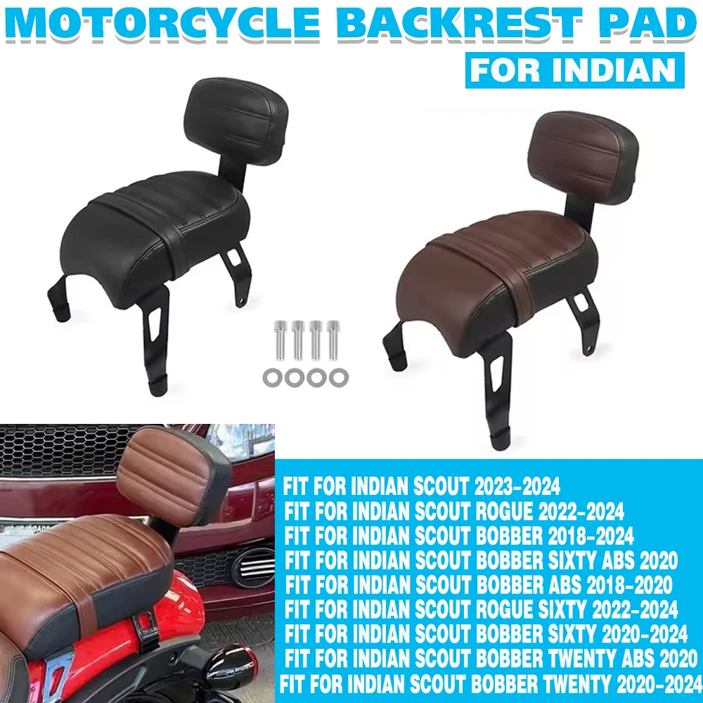 Motorcycle Passenger Seat Sissy Bar Backrest For Indian Scout 2023 2024 Scout Bobber Sixty Leather Rear Passenger Seat with Pad